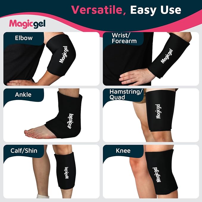 Magic Gel Medium Knee & Elbow Ice Pack Sleeve 1 Pack – Reusable Hot & Cold Therapy Wrap for Targeted Relief – Compact Compression Fit