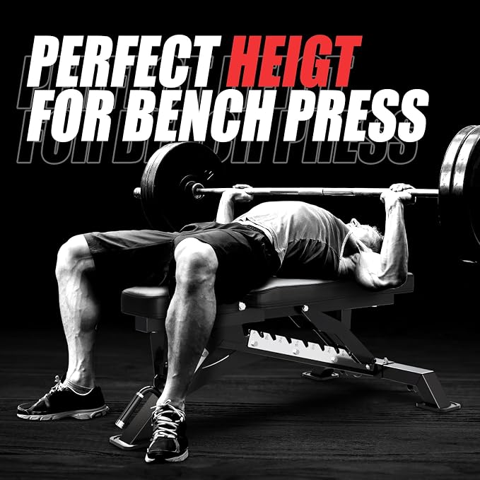 RITFIT Adjustable Weight Bench, Incline Decline Flat, 1300LB Capacity | Full Body Workout Bench for Home Gym Strength Training, 10 Backrest Positions, 3 Seat Angles, Heavy Duty Steel Frame