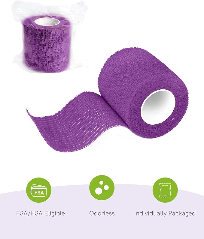 FriCARE Self Adhesive Bandage Wrap, Medical Tape in First Aid Kit | Elastic Cohesive Bandages for Sports/Vet/Wrist Ankle Wounds, 2 Inches X 5 Yards, Latex-free 6 Rolls, Lagoon Breeze