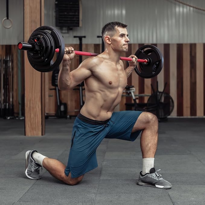 RitFit Barbell Weight Set - 4/6FT Olympic Barbell with Weight Plates (55-115LB Total) - Weightlifting Equipment for Squats, Curls, Deadlifts, Presses, Hip Thrusts
