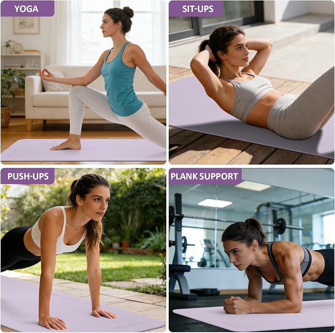 Gruper Yoga Mat Non Slip, 72"L x 24"W x 0.24"/0.32"TH, Anti-Tear Exercise Mat with Carrying Strap and Bag, Pro TPE Yoga Mats for Women, Workout Mats for Home, Pilates and Floor Exercises