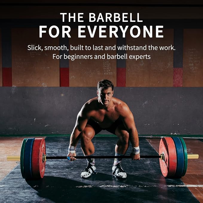 TECHNOAGE 7FT Heat-Treated Alloy Steel Olympic Barbell, 1500LB | 45LB bar with 28mm knurled grip, needle bearings, hard chrome finish, and 2-inch plate fit