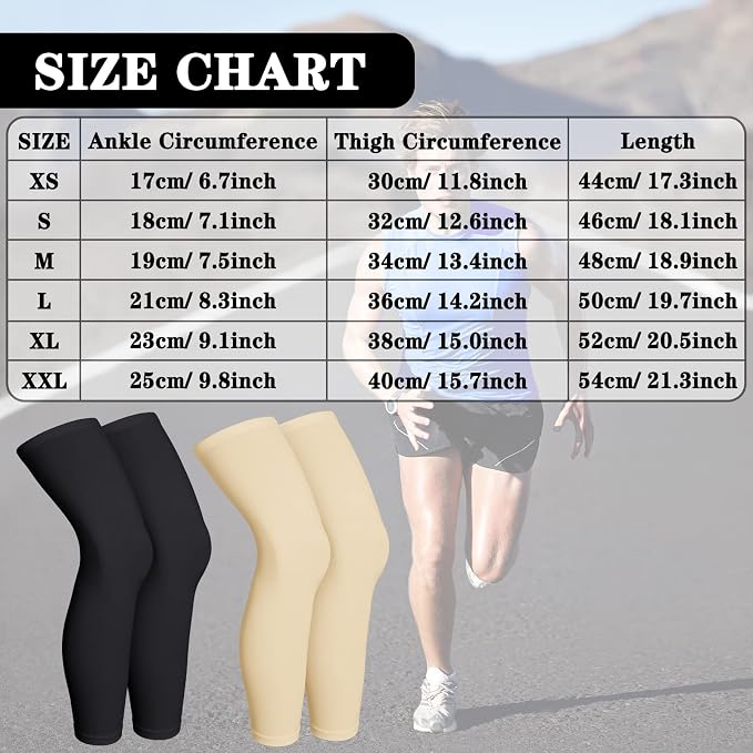 Skylety Compression Leg Sleeve Full Length Leg Sleeves Sports Cycling for Men Women, Running, Basketball