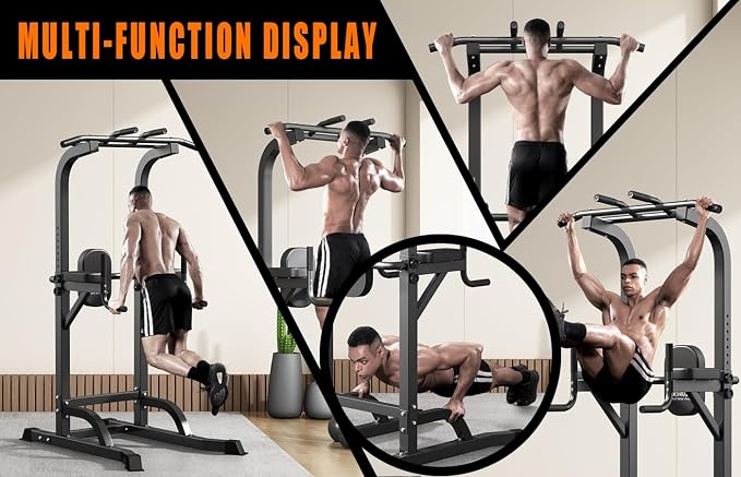 DONIUZ Power Tower Pull Up Bar and Dip Station, Multi-Function Home Gym, Strength Training Fitness Equipment, Height Adjustable