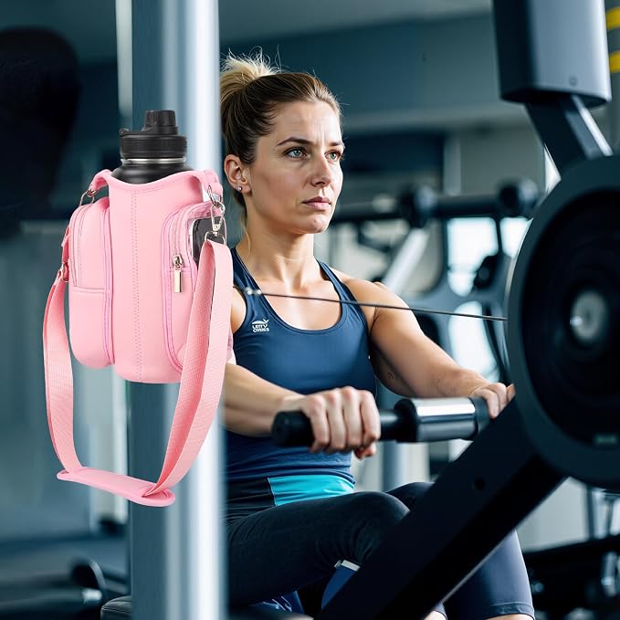 Magnetic Gym Bag Water Bottle Holder with Phone Pockets Shoulder Strap for Men Women