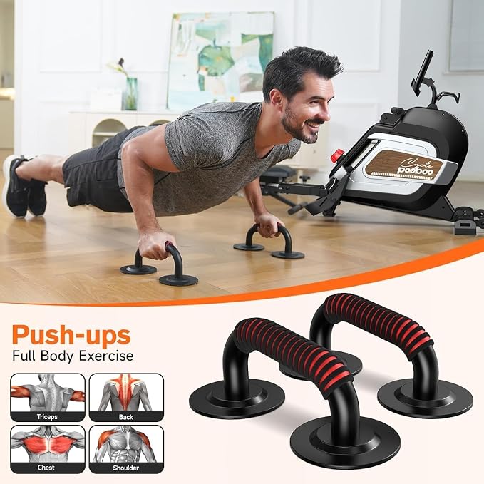 pooboo Magnetic Rowing Machines Rower Foldable with 16 Level Resistance Indoor Rower Machines with Digital Monitor & Transport Wheels for Home Use