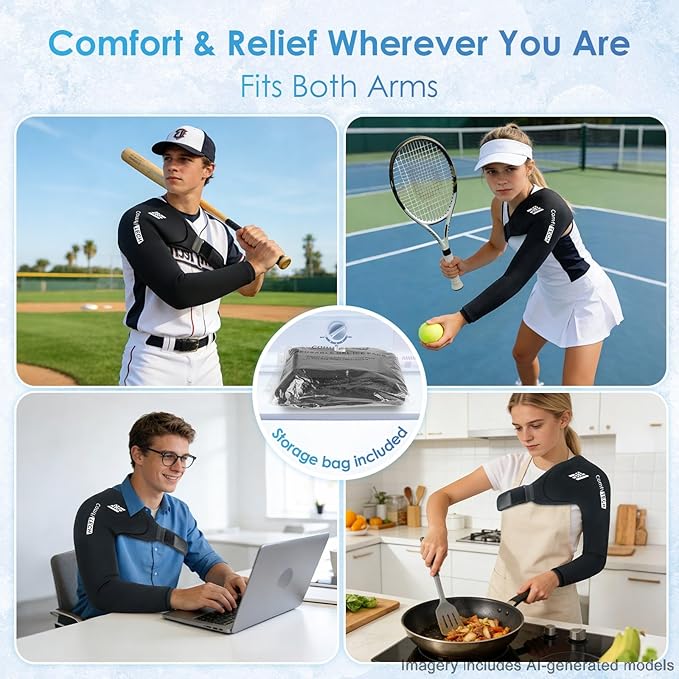 ComfiTECH Reusable Shoulder Arm Ice Pack Wrap for Pitcher & Recovery, S | Flexible Gel Ice Pack for Shoulder & Elbow & Arm Cooling, Adjustable Arm Cold Sleeve for Throwing Athletes & Muscle Comfort