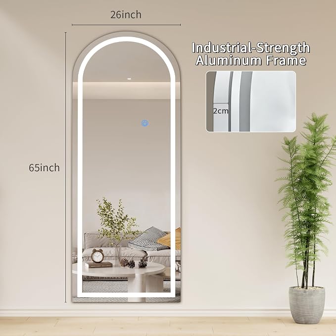 Koonmi Full Length Mirror with LED Lights 65"x26" with Dimming & 3 Color Lighting