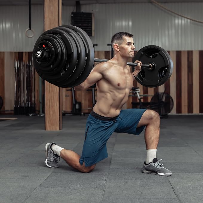 RitFit Barbell Weight Set - 4/6FT Olympic Barbell with Weight Plates (55-115LB Total) - Weightlifting Equipment for Squats, Curls, Deadlifts, Presses, Hip Thrusts