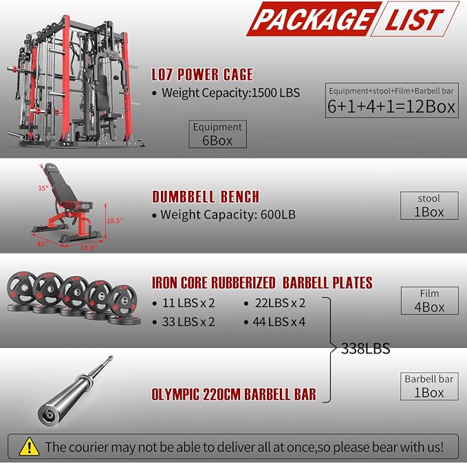 Multi-Purpose Squat Rack,Smith Machine Weight Rack Set with Cable Crossover System, Home Gym Power Racks, Power Racks and Packages