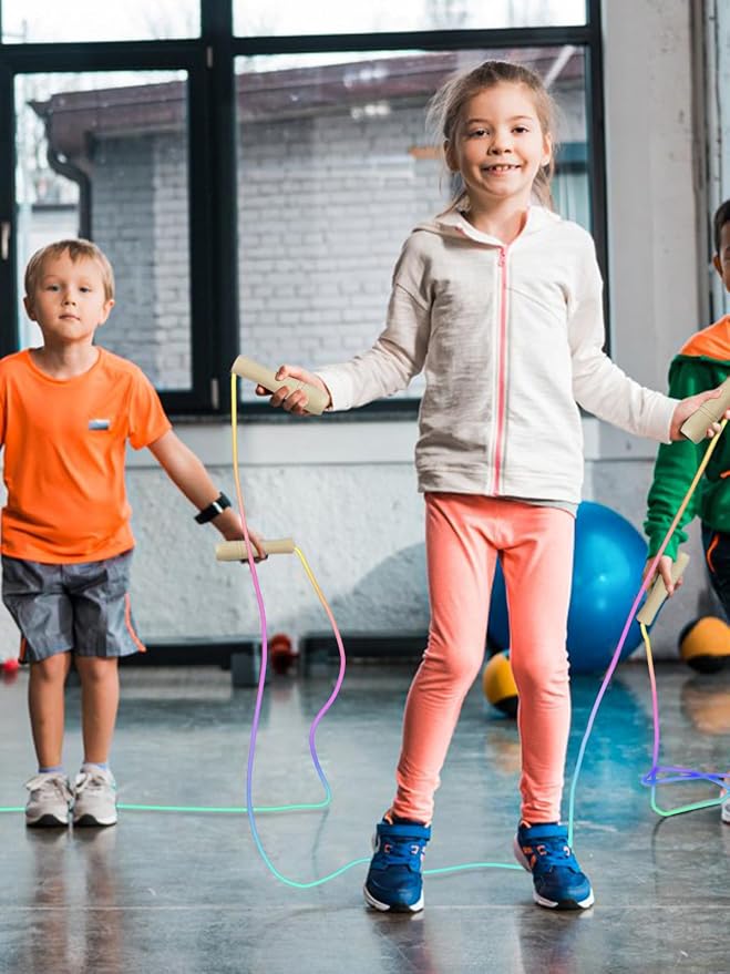 Jump Rope for Kids, Lorvain Adjustable Skipping Rope | Kids Jump Ropes with Wooden Handle for Girls Boys, Weighted Jumping Ropes for Fitness Workout Exercise Outdoor Fun Activity