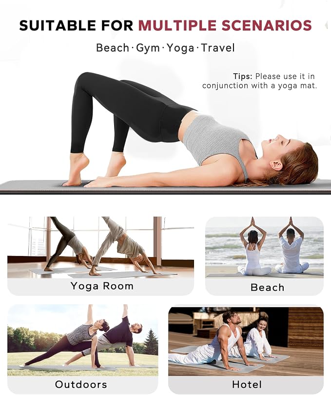 HAPBEAR 2 Pack Non Slip Yoga Mat Towel with Grip Dots, 72" x 24" Hot Yoga Towel - Super Absorbent Microfiber Yoga Towel for Hot Yoga, Bikram, Pilates and Gym Workout - Grey