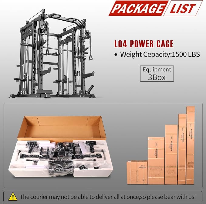 Multi-Purpose Squat Rack,Smith Machine Weight Rack Set with Cable Crossover System, Home Gym Power Racks, Power Racks and Packages