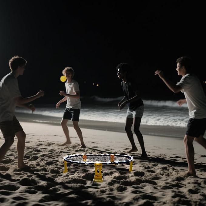 Roundnet Game Set with Balls and Patented Net, Lawn, Beach, Backyard Outdoor Game for Adults and Family