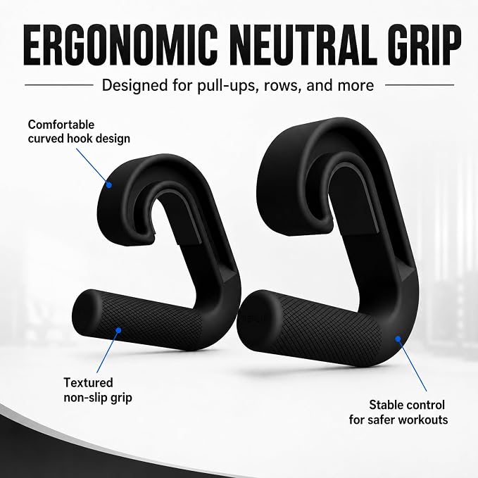 Neutral Grip Pull Up Handles for Pull Up Bar, Barbell and Resistance Bands, Ergonomic Portable Pull Up Grips with Non-Slip Nylon Handles for Home Gym Fitness Enthusiasts, Fitness Equipment (Black)