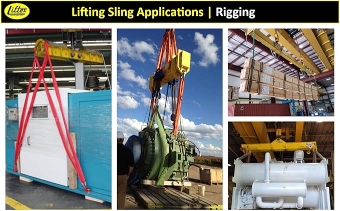 LIFTEX® - Trusted Since 1955 | Polyester Flat Eye Lifting Sling | 1-4" Widths, 3-30' Lengths, 2-Ply | Lifting Rigging Moving Hoisting Straps (1" 2-Ply Flat Eye | 3200 lbs Vertical, 6 FEET)