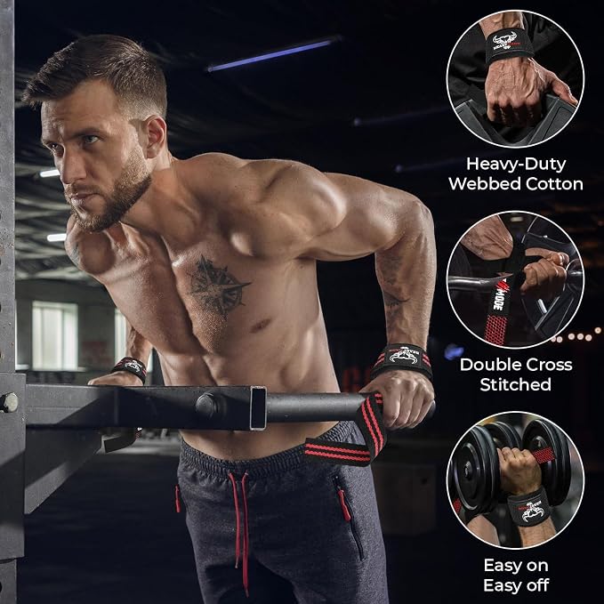 BEAST RAGE Lifting Wrist Straps for Weightlifting, Straps Gym Grip Power Workouts Lifting Straps Padded Neoprene & Premium Cotton Men Women, Deadlift Bodybuilding Exercise Lifting Straps