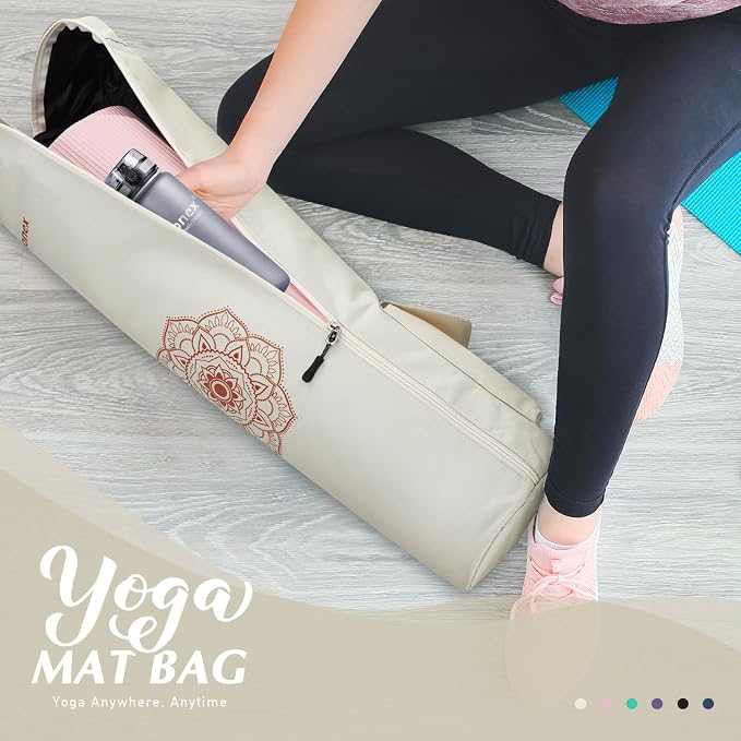 Gonex Yoga Mat Bag, Full-Zip Mat Carrier | 600D Oxford Fabric, Wet Pocket, Front Zip Pocket, Adjustable Strap, Fits Mats up to 26"