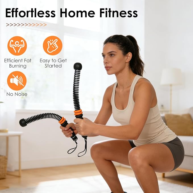 Weighted Ropeless Battle Ropes, Heavy Duty Portable and Adjustable Cordless Ropeless Battle Rope with Storage Bag for Home Gym, Low-Impact Workout, Fitness Equipment for Women & Men (Black and Orange)