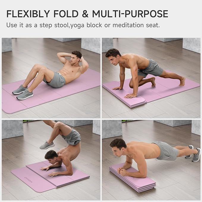 7-Fold Yoga Mat 74"x31" | 0.31 Inch Thick, Extra Wide Non-Slip POE Mat, For Travel, Storage, Yoga, Pilates, Meditation & Home Gym