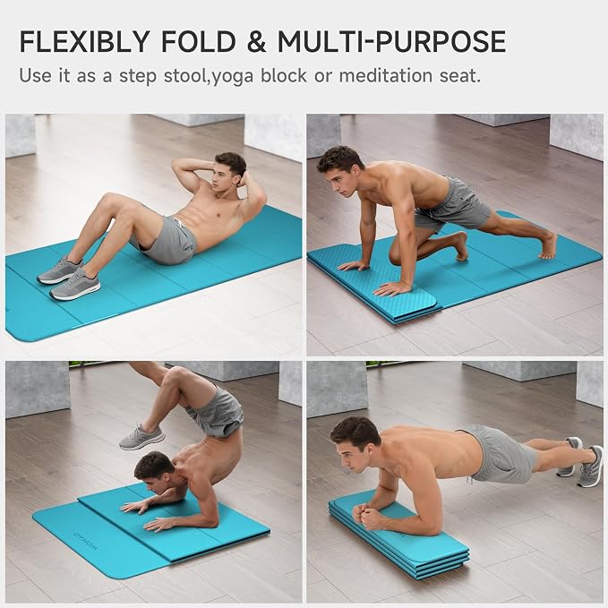 7-Fold Yoga Mat 74"x31" | 0.31 Inch Thick, Extra Wide Non-Slip POE Mat, For Travel, Storage, Yoga, Pilates, Meditation & Home Gym