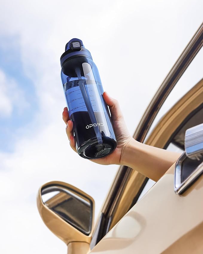 Opard Peak 1000 ml/32 oz Water Bottle with Straw Cap, BPA-Free, Leak Proof Flip Top Bottle