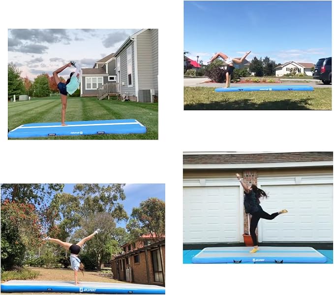 AKSPORT Gymnastics Air Mat Tumble Track Tumbling Mat Inflatable Floor Mats with Air Pump for Home Use/Tumble/Gym/Training/Cheerleading/Parkour/Beach/Park/Water
