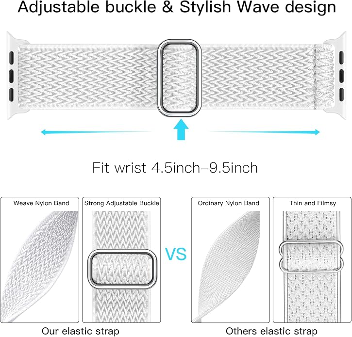 Lerobo Stretchy Nylon Solo Loop Band, Compatible with Apple Watch Series 11 10 9 8 7 6 5 4 3 SE3/2/1 Ultra3/2/1, Adjustable Strap for iwatch Band 44mm 45mm 46mm 49mm 42mm 40mm 41mm 38mm for Women Men