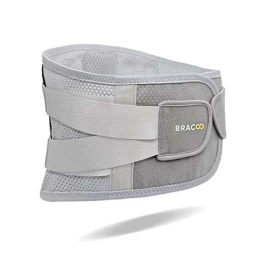 Bracoo Lower Back Brace for Pain Relief, Lumbar Support, Medium(30-37")BP62 | Breathable Lumbar Support Belt with Adjustable Compression Straps for Daily Wear and Back Support,Herniated Disc, Sciatica