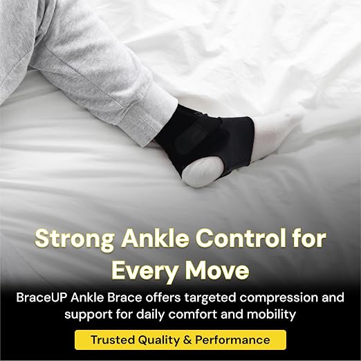 BraceUP Ankle Brace - Relieve Pain, Enhance Stability for Foot Pain, Sprained Ankle, Achilles Tendonitis, Men and Women (Black)