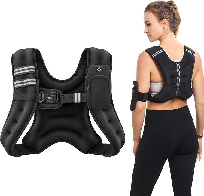ZELUS Weighted Vest, 6lb/8lb/12lb/16lb/20lb/25lb/30lb Weight Vest with Reflective Stripe for Workout, Strength Training, Running, Fitness, Muscle Building, Weight Loss, Weightlifting