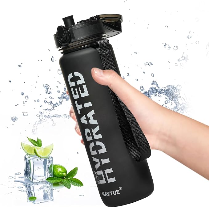 Water Bottle 32 oz Motivational Time Marker Tritan Bottle | BPA-free Tritan water bottle with time marker leakproof Lightweight portable Easy Clean Brush for Gym, Travel, School, Office