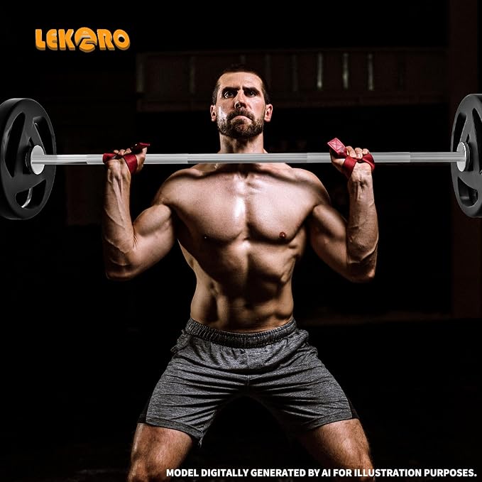 Olympic Barbell Bar 4FT, 350LB Straight Weight Lifting Bar, Fits 2-Inch Olympic Plates, Rotating Sleeves, 2 Spring Collars, Knurled Strength Training Bar for Home Gym