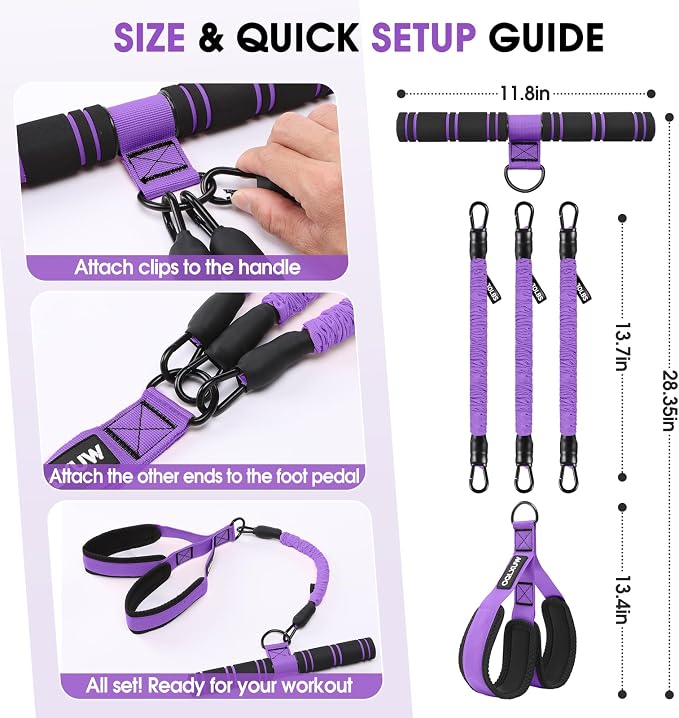 Upgraded Multifunction Pedal Resistance Band with Handle, Adjustable Foot Pedal Resistance Bands for Core, Arm, Legs, Body Strength, Portable Home Gym Workout Equipment for Men & Women