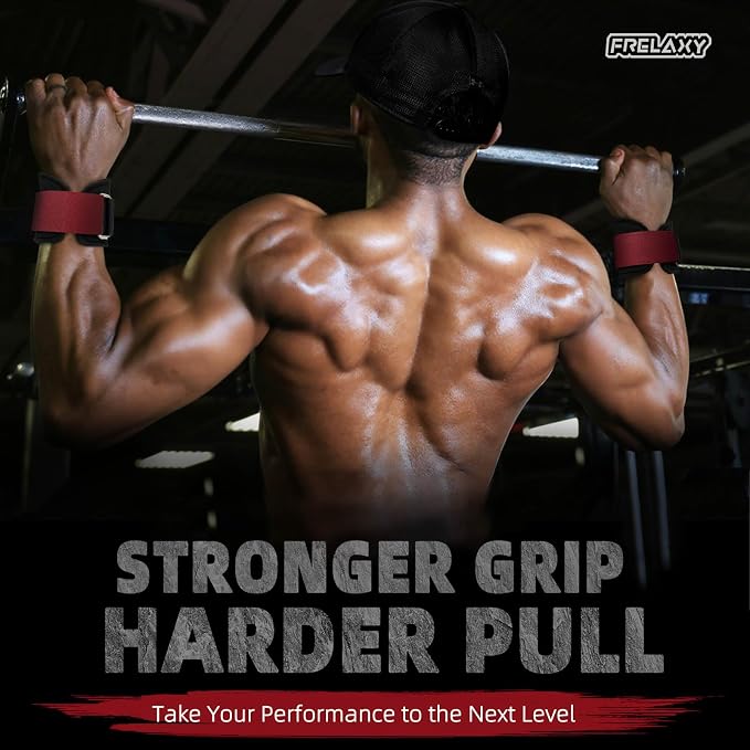 Frelaxy Lifting Wrist Straps, Rubber Weight Lifting Grips for Deadlifts | Non-slip rubber palm, Full palm protection, Neoprene wrist padding, Enhanced grip support, Pull ups rows lat pulldowns