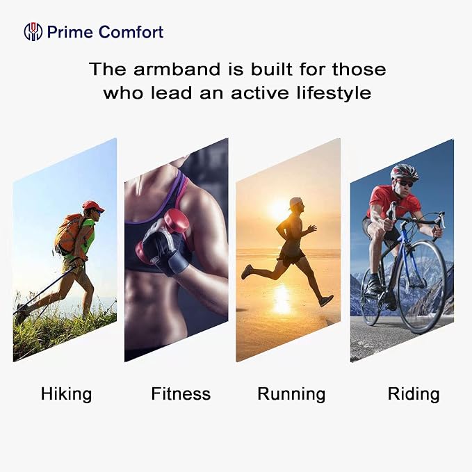Prime Comfort Phone Holder, Arm Bands for Workout, Use for Running, Walking, Hiking & Biking (Pink)