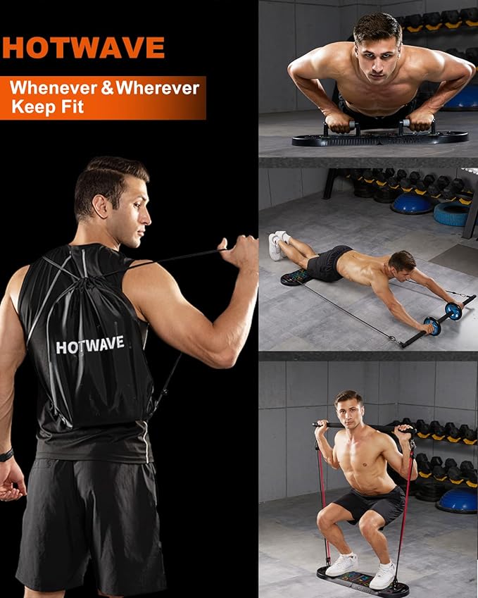 HOTWAVE Push Up Board, Portable PushUp Board, Foldable 20 in 1 Push Up Bar | Multifunctional Pushup Handles for Floor, Professional Strength Training Equipment For Men and Women at Home Gym