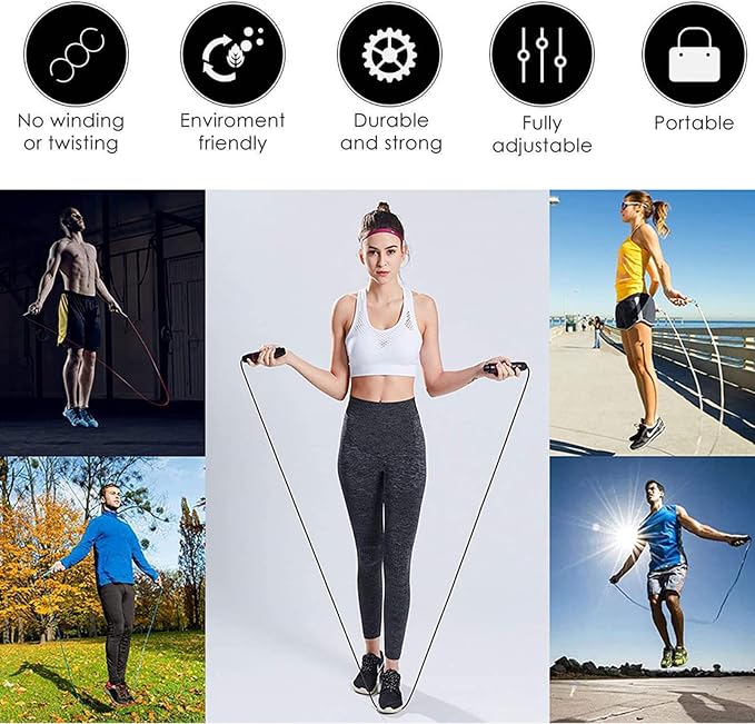 Redify Adjustable Jump Rope,Jump Ropes for Fitness for Men Women | Workout and Exercise,Cardio,Boxing,Weight Loss,Speed Rope,Slim Body at Home School Gym,Suitable for All Ages