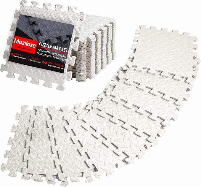 Gym Flooring for Home Gym, 18 PCS Anti-Slip Interlocking Foam Floor Tiles, 12.6"x12.6"x0.4" EVA Exercise Mats, Puzzle Floor Mat For Workout, Yoga, Kids Play Area, Treadmill, Garage