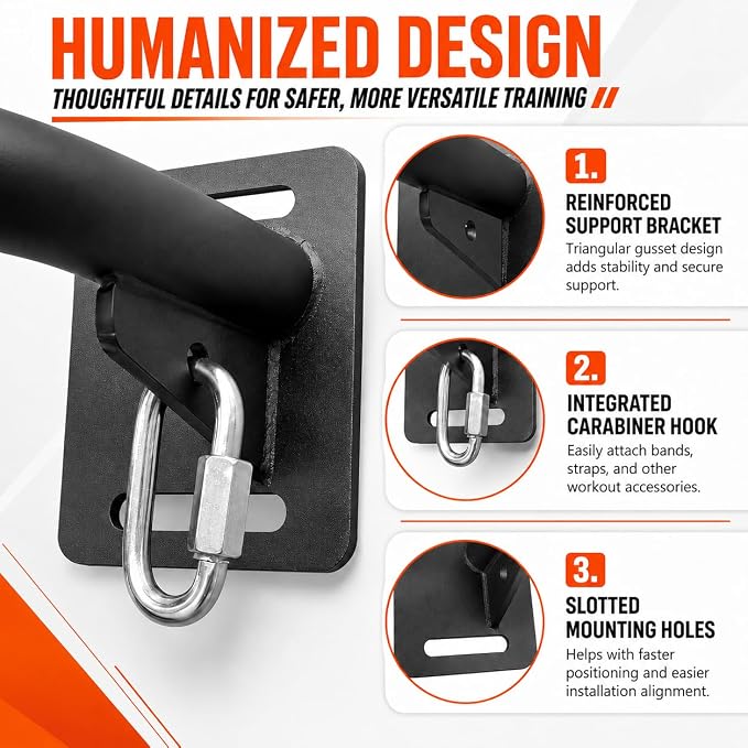 Wall Mounted Pull Up Bar - Heavy Duty Chin Up Bar, Pull-Up Bar for Garage, Joist, Wall Mount - Multifunctional Fitness Bar, Supports up to 600 Lbs