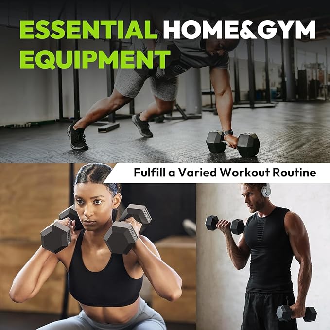 HANDBODE Dumbbell Set with Rack, Rubber Coated Fixed Dumbbells 390-790 lbs | Heavy Duty Hexagonal Weights, Non-Roll Hexagon Shape for Stability, Home Gym Strength Training Equipment