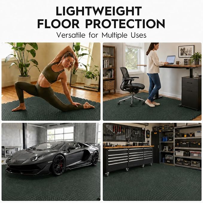 18pcs Puzzle Exercise Mat, 12.6"x12.6"x0.4", 18sqft EVA Interlocking Foam Floor Tiles, Protective, Water-Resistant Flooring for Home Gym & Workout Equipment