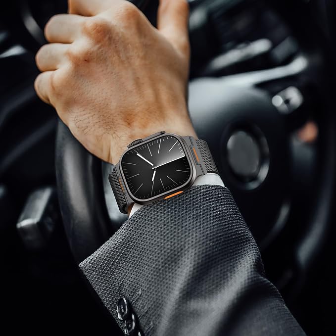 Bands Compatible with Apple Watch Ultra 3/2/1 Band 49/46/45/44mm | Milanese Loop Magnetic Stainless Steel Strap for iWatch Ultra SE 3/2/1 Series 11 10 9 8 7 6 5 4 3 2 1 Men, Dark Gray