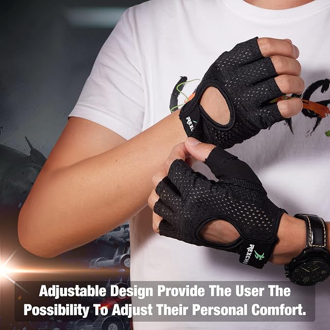 Geyoga 2 Pairs Workout Gloves Adjustable Weight Lifting Gym Exercise Training Breathable Workout Gloves with Full Palm Protection for Men and Women Fitness, Biking, Pull up