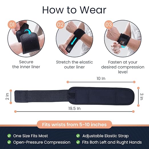 Copper Compression Wrist Wraps (2 Pack) – Adjustable Copper Infused Wrist Support for Weightlifting, Workouts, Injury Recovery, Carpal Tunnel, Tendonitis, and Pain Relief – Breathable and Comfortable Straps