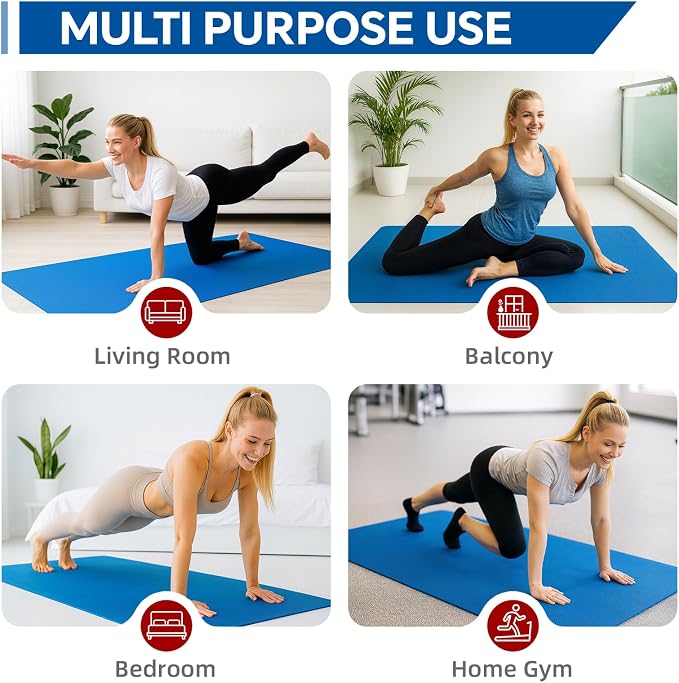 Stepwaver Extra Large Yoga Mat 6'x4'(1/3" & 1/4" Thick), Non-Slip, Ultra Durable, Wide Workout Mat, Wide Exercise Mats for Home Workouts, Yoga, Pilates, Stretching (Barefoot Exercise)