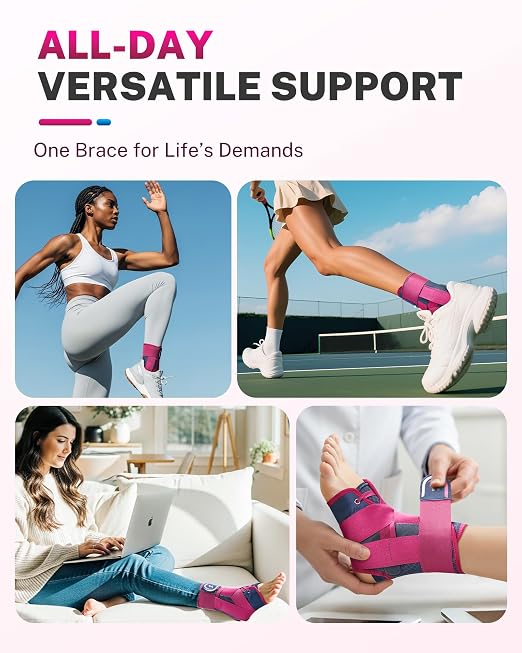 Ankle Brace for Men Women with Removable Side Splints Figure 8 Strap | Quick Lace-Up Adjustment, Sprain Recovery Support, Achilles Tendon Relief, Sports Stability for Basketball & Running