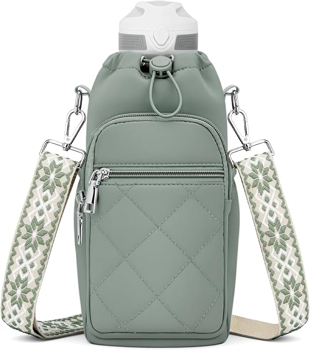 Water Bottle Carrier Bag with Strap, Insulated Corssbody Purse