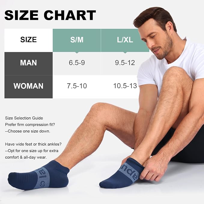 Lapulas Compression Socks for Men & Women, 6 Pair Ankle Running Support Socks for Sports, Casual, Plantar Fasciitis Relief