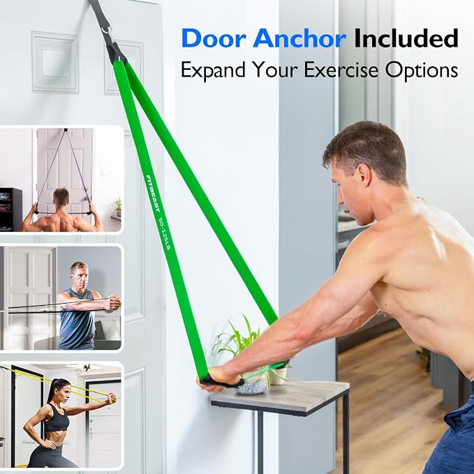 FitBeast Resistance Bands Set, Pull Up Assist Bands for Strength Training, Pilates, Yoga, Powerlifting, Stretching, Mobility Exercises, Muscle Toning, Full Body Workout